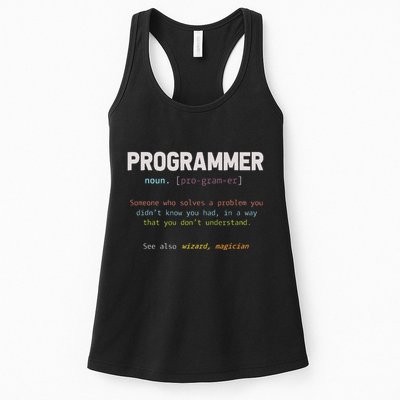 Programming Funny Computer Geek Gift Definition Programmer Women's Racerback Tank
