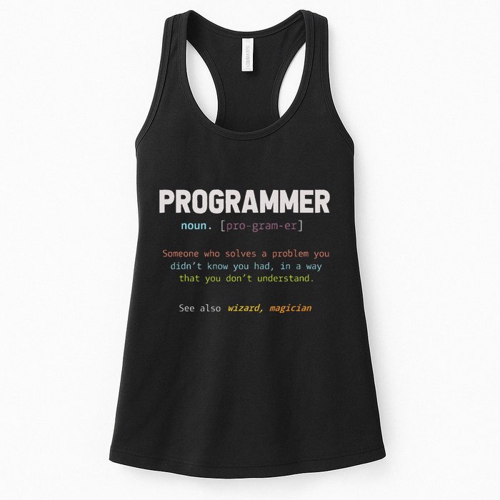 Programming Funny Computer Geek Gift Definition Programmer Women's Racerback Tank