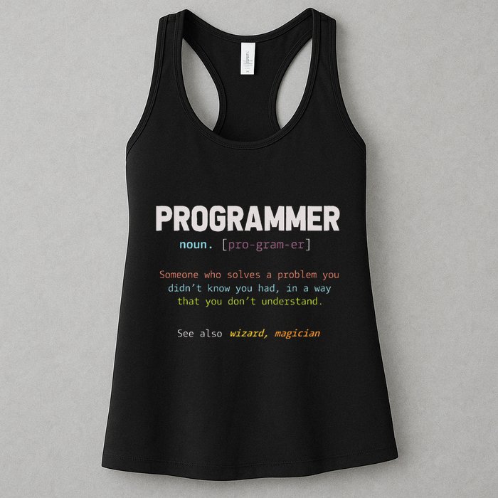 Programming Funny Computer Geek Gift Definition Programmer Women's Racerback Tank
