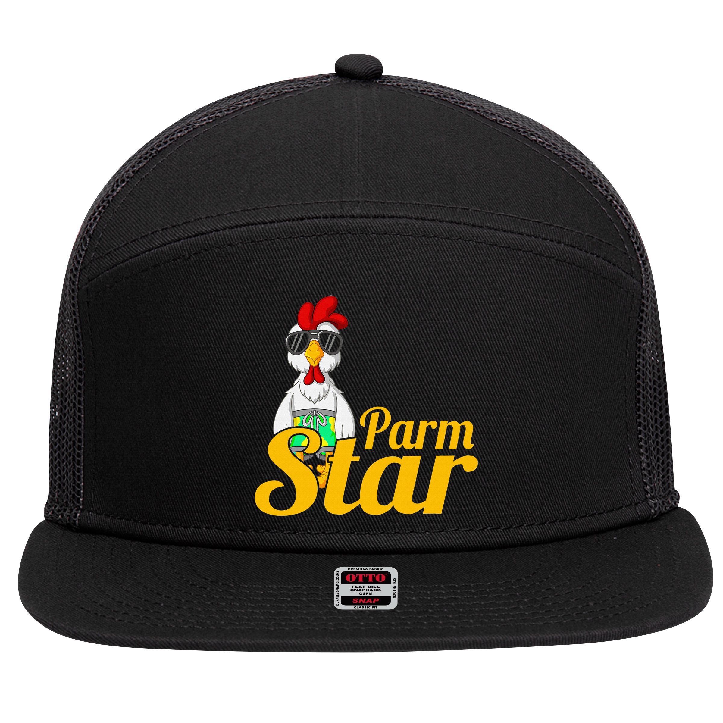 Parmstar Funny Chicken Parm Parmigiana 7 Panel Mesh Trucker Snapback Hat