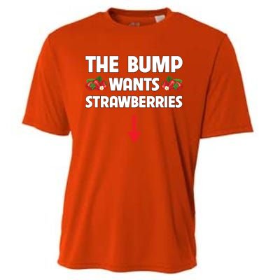 Pregnant Food Cravings The Bump Wants Strawberries Mom Gift Cooling Performance Crew T-Shirt