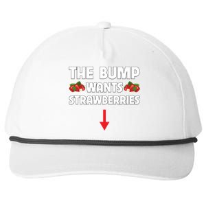 Pregnant Food Cravings The Bump Wants Strawberries Mom Gift Snapback Five-Panel Rope Hat