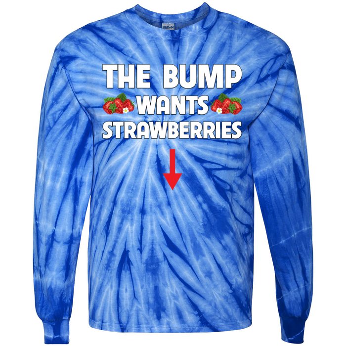 Pregnant Food Cravings The Bump Wants Strawberries Mom Gift Tie-Dye Long Sleeve Shirt