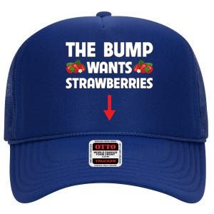 Pregnant Food Cravings The Bump Wants Strawberries Mom Gift High Crown Mesh Back Trucker Hat