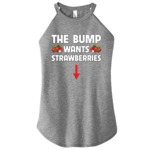 Pregnant Food Cravings The Bump Wants Strawberries Mom Gift Women's Perfect Tri Rocker Tank