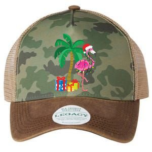 Pink Flamingo Christmas Palm Tree Tropical Xmas Funny Legacy Tie Dye Trucker Hat