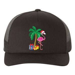 Pink Flamingo Christmas Palm Tree Tropical Xmas Funny Yupoong Adult 5-Panel Trucker Hat