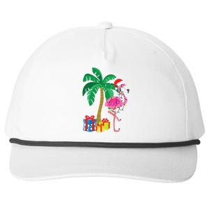 Pink Flamingo Christmas Palm Tree Tropical Xmas Funny Snapback Five-Panel Rope Hat