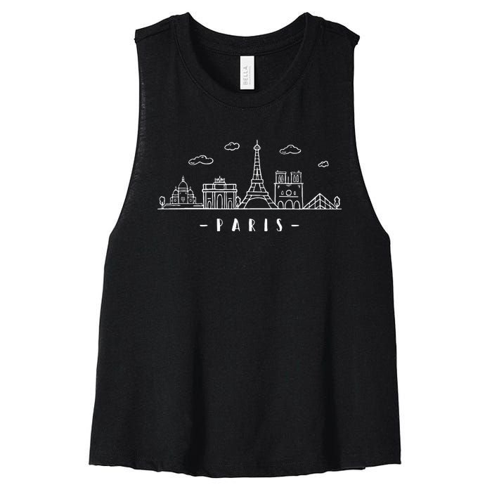 Paris France Capitalcity Skyline Eiffeltower Paris Lovers Women's Racerback Cropped Tank