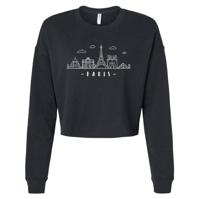 Paris France Capitalcity Skyline Eiffeltower Paris Lovers Cropped Pullover Crew