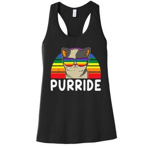 Purride Funny Cat Mommy Cat Mom Colorful cat with sunglass Women's Racerback Tank