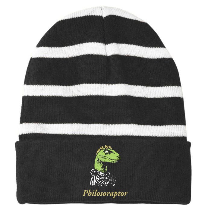 Philosoraptor Funny Cute Gift Striped Beanie with Solid Band