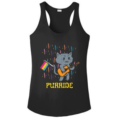 Pansexual Flag Cat Purride Guitar Pan Pride Month Lgbtq Ally Gift Ladies PosiCharge Competitor Racerback Tank