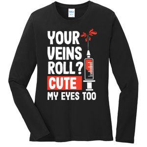 Phlebotomist Funny Cute Phlebotomy Technician Nurse RN Ladies Long Sleeve Shirt