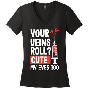 Phlebotomist Funny Cute Phlebotomy Technician Nurse RN Women's V-Neck T-Shirt