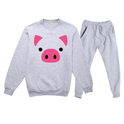 Pig Face Costume Funny Halloween Premium Crewneck Sweatsuit Set