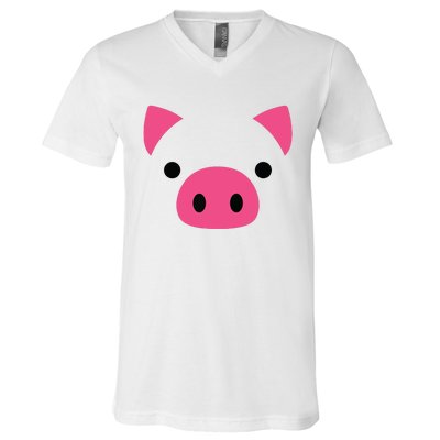 Pig Face Costume Funny Halloween V-Neck T-Shirt