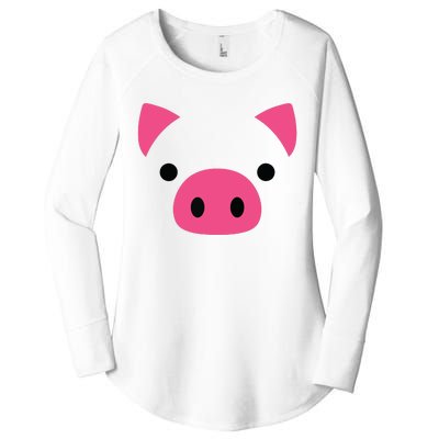 Pig Face Costume Funny Halloween Women's Perfect Tri Tunic Long Sleeve Shirt