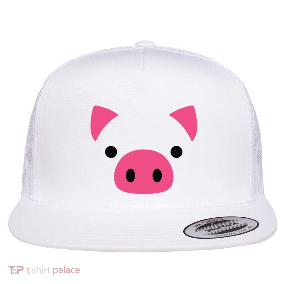 Pig Face Costume Funny Halloween Flat Bill Trucker Hat