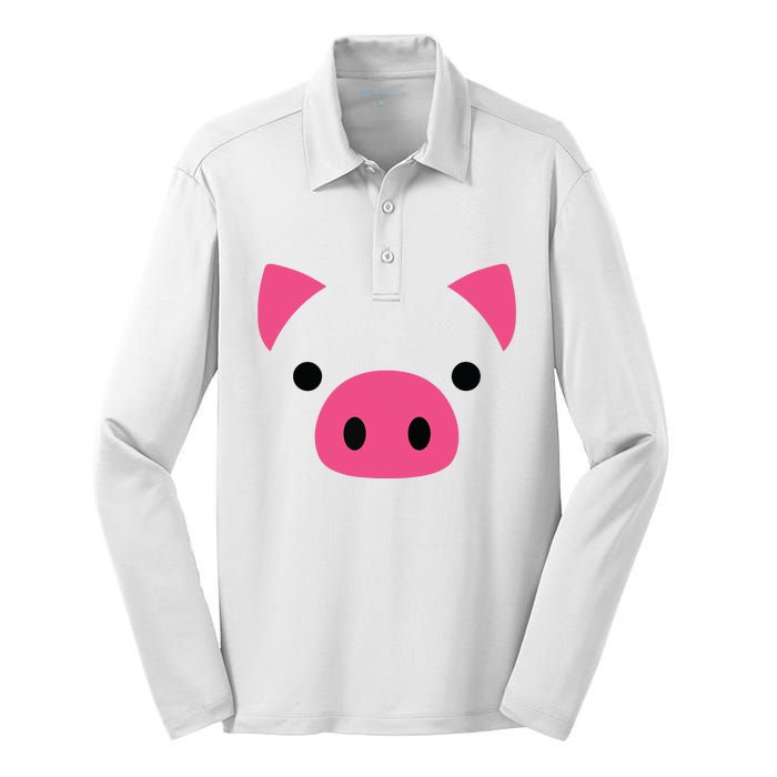 Pig Face Costume Funny Halloween Silk Touch Performance Long Sleeve Polo