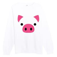 Pig Face Costume Funny Halloween Premium Crewneck Sweatshirt