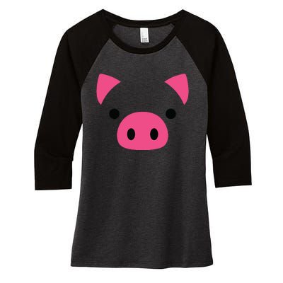 Pig Face Costume Funny Halloween Women's Tri-Blend 3/4-Sleeve Raglan Shirt