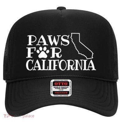 Paws For California Dog Cat California Lover High Crown Mesh Back Trucker Hat