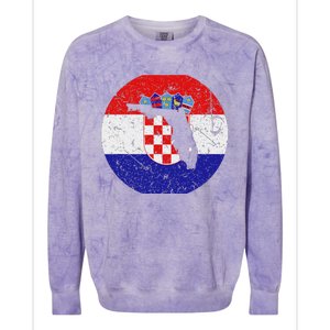 Proud Floridian Croatian From Florida Croatia Home Pride Colorblast Crewneck Sweatshirt