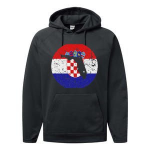 Proud Floridian Croatian From Florida Croatia Home Pride Performance Fleece Hoodie