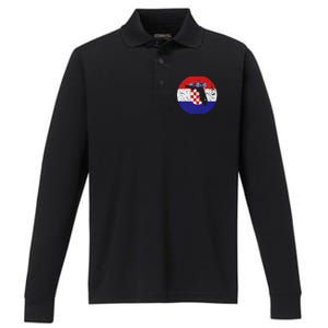 Proud Floridian Croatian From Florida Croatia Home Pride Performance Long Sleeve Polo