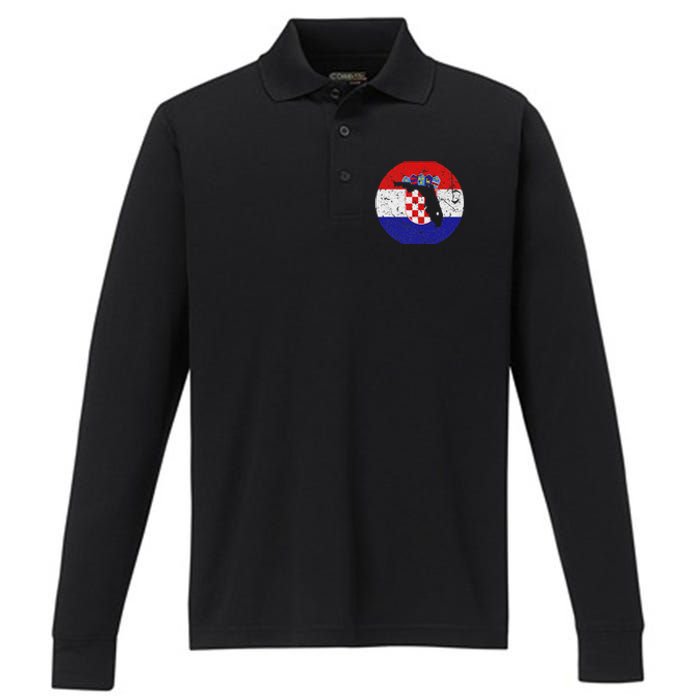 Proud Floridian Croatian From Florida Croatia Home Pride Performance Long Sleeve Polo