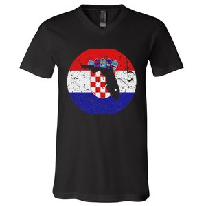 Proud Floridian Croatian From Florida Croatia Home Pride V-Neck T-Shirt