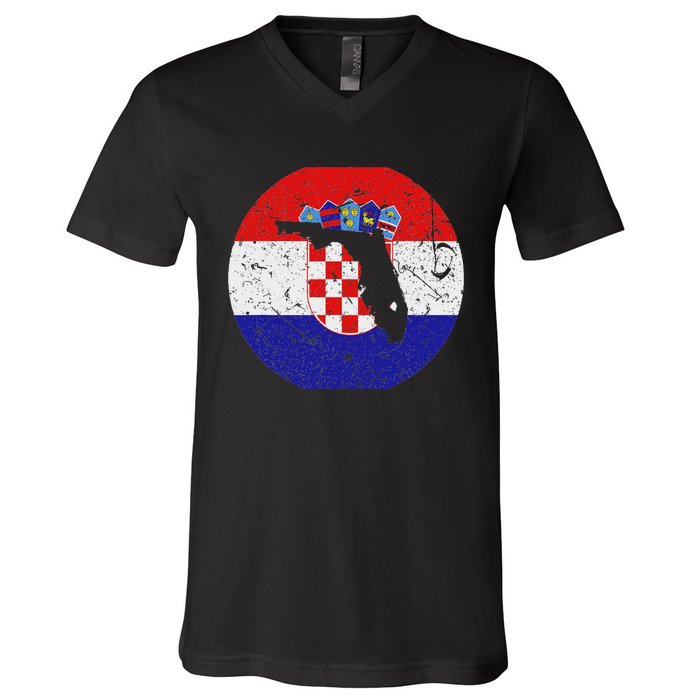 Proud Floridian Croatian From Florida Croatia Home Pride V-Neck T-Shirt