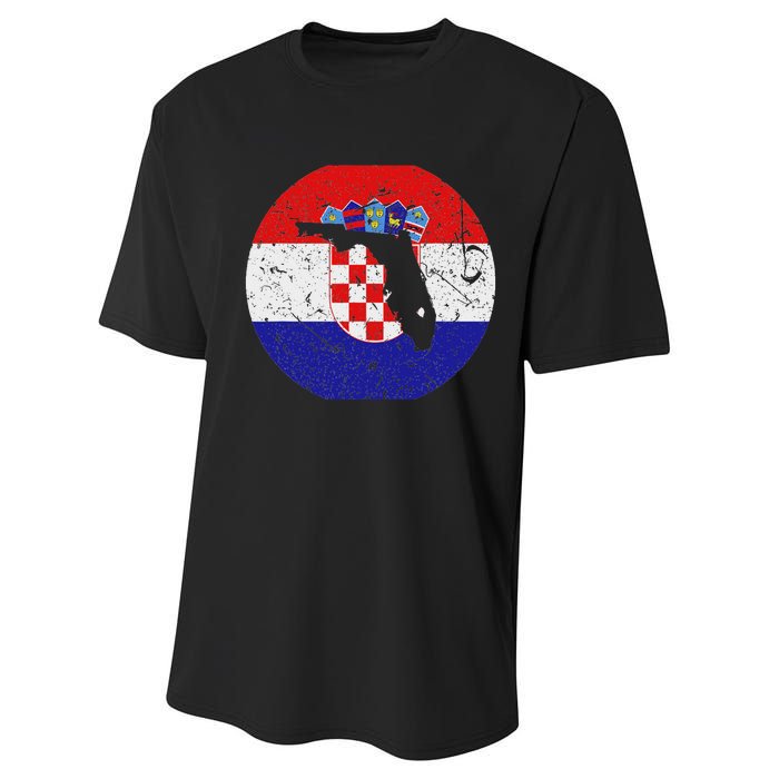 Proud Floridian Croatian From Florida Croatia Home Pride Performance Sprint T-Shirt