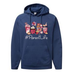 Parent Funny Coffee Hearts Happy Valentines Day Great Gift Performance Fleece Hoodie