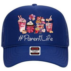 Parent Funny Coffee Hearts Happy Valentines Day Great Gift High Crown Mesh Back Trucker Hat