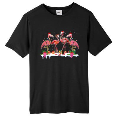 Pink Flamingo Christmas Lighting Xmas Tree Santa Hat Pajama Cool Gift Tall Fusion ChromaSoft Performance T-Shirt