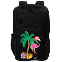 Pink Flamingo Christmas Palm Tree Tropical Xmas Funny Impact Tech Backpack