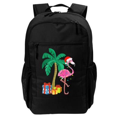 Pink Flamingo Christmas Palm Tree Tropical Xmas Funny Backpack