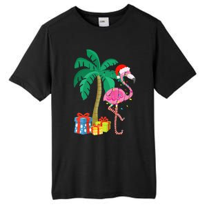 Pink Flamingo Christmas Palm Tree Tropical Xmas Funny Tall Fusion ChromaSoft Performance T-Shirt