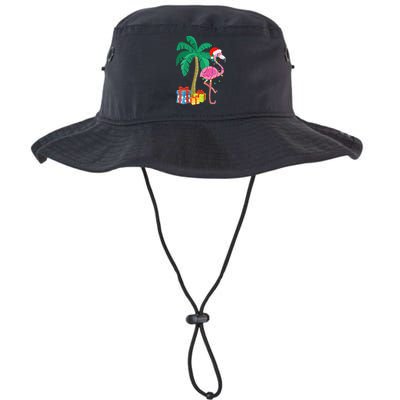 Pink Flamingo Christmas Palm Tree Tropical Xmas Funny Bucket Hat