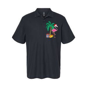 Pink Flamingo Christmas Palm Tree Tropical Xmas Funny Softstyle Adult Sport Polo