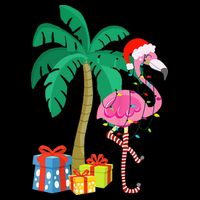 Pink Flamingo Christmas Palm Tree Tropical Xmas Funny 16 in Basic Backpack