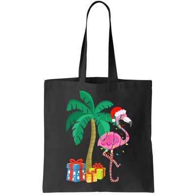 Pink Flamingo Christmas Palm Tree Tropical Xmas Funny Bag