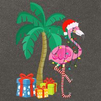 Pink Flamingo Christmas Palm Tree Tropical Xmas Funny Cotton Canvas Backpack