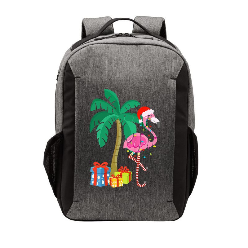 Pink Flamingo Christmas Palm Tree Tropical Xmas Funny Vector Backpack