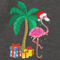 Pink Flamingo Christmas Palm Tree Tropical Xmas Funny Vector Backpack