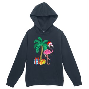 Pink Flamingo Christmas Palm Tree Tropical Xmas Funny Urban Pullover Hoodie