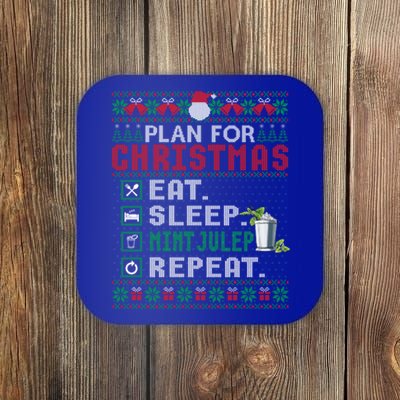 Plan For Christmas Eat Sleep Mint Julep Repeat Cocktail Gift Coaster