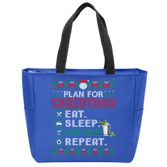 Plan For Christmas Eat Sleep Mint Julep Repeat Cocktail Gift Zip Tote Bag